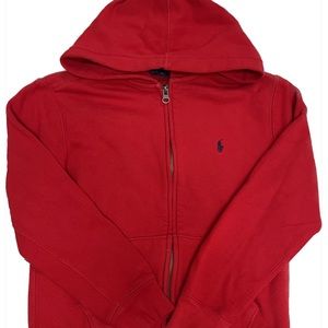 Boys Polo Ralph Lauren Red Zippered Hoodie Size Medium (10-12)